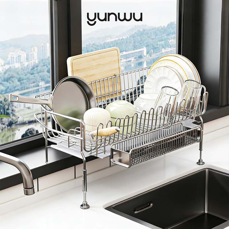 云物生活 304不锈钢窗台平台两用可调节高度沥水篮碗碟收纳篮,厨房/烹饪用具,抹布架/厨房清洁收纳架,淘宝优惠券,粉丝福利购,淘宝优惠卷