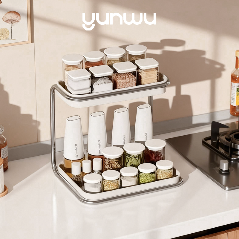 云物生活不锈钢双层调料品收纳架