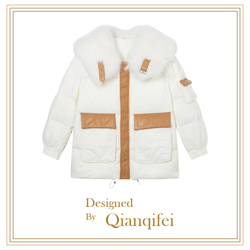 5原【爱尔兰冬日】2023新款复古拼皮大毛领加厚羽绒服 MW24931