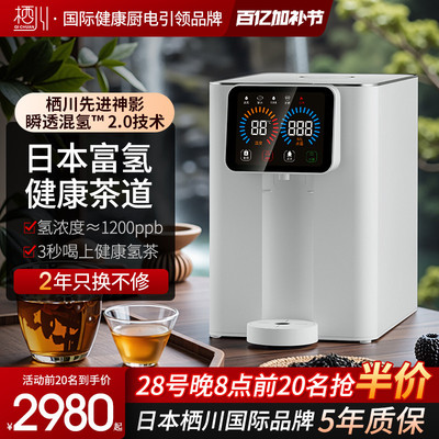 日本栖川富氢台式管线机家用自吸接桶装水茶吧机桌面水素水饮水机