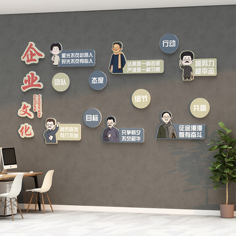 办公室墙面装饰会议企业文化励志标语公司形象背景布置创意贴纸画