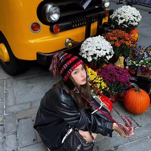 即将出货 vivi风格 Palace土星柳丁流苏针织帽护耳帽 申惟同款