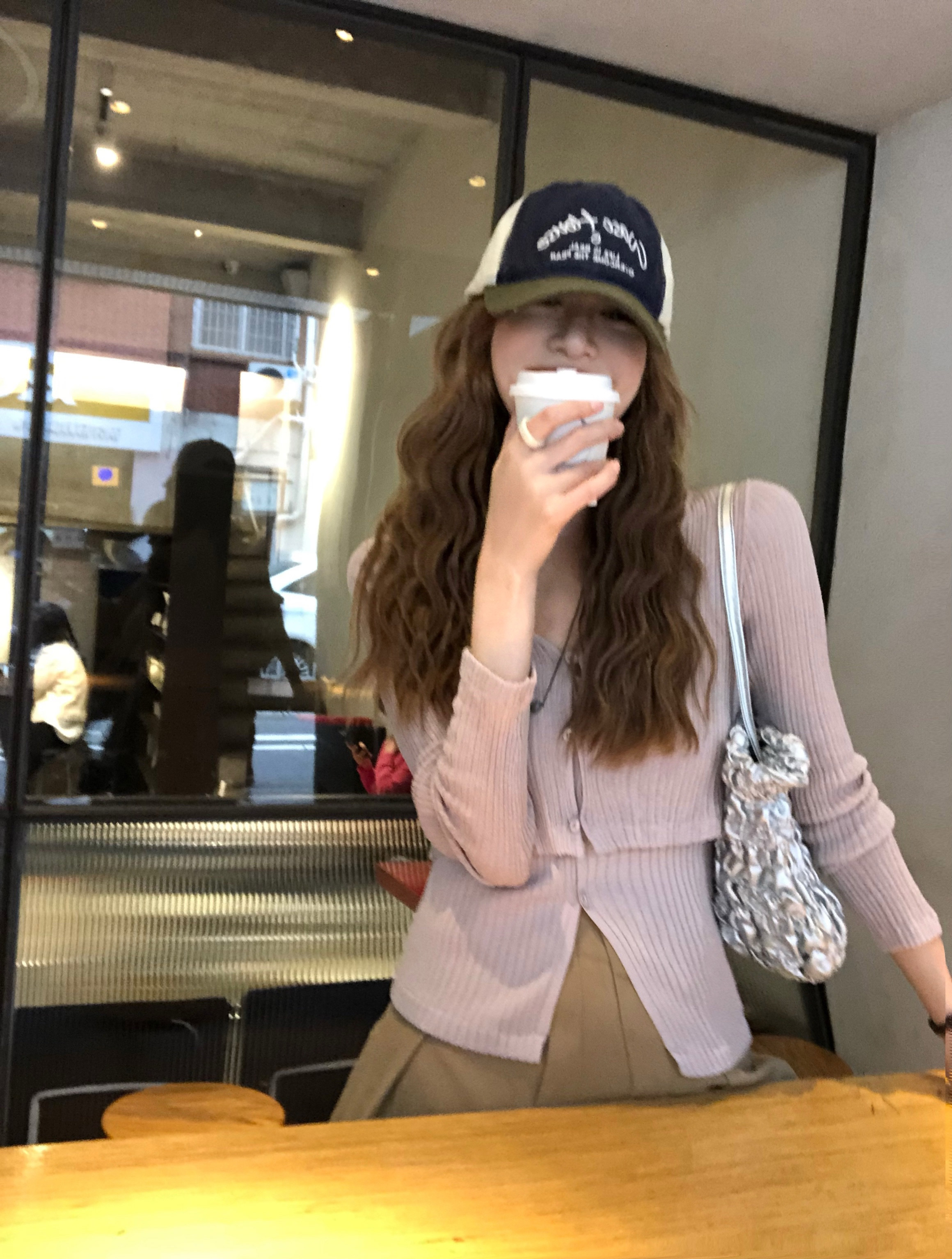 soolrok松未韵一薄藤色微透开衫