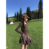 秋日诺丁山 soolrok 松未韵一 正反两穿拼接刺绣打底连衣裙