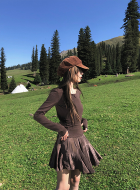 soolrok 松未韵一   秋日诺丁山  正反两穿拼接刺绣打底连衣裙