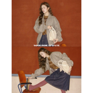 soolrok 冷淡风气质简约呢外套女宽松显瘦外穿上衣 松未韵一