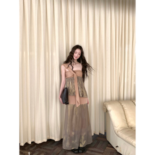 soolrok 松未韵一 大艺术家 买手设计款水波纹斜肩背心上衣/半裙