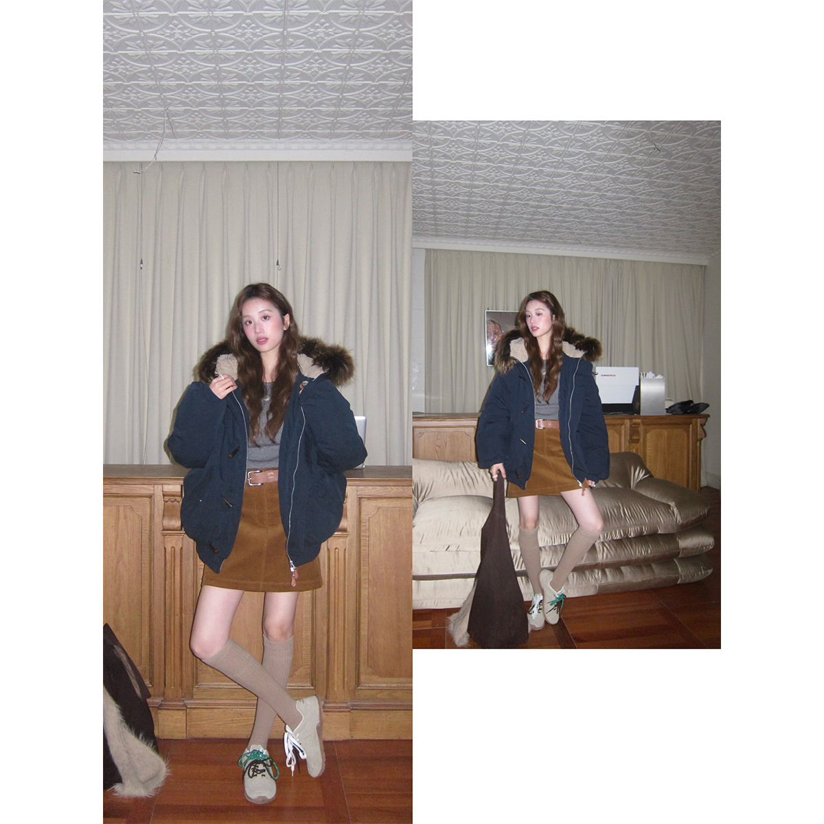 soolrok松未韵一姜黄色直筒半裙