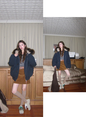 soolrok 松未韵一 复古姜黄色灯芯绒半身裙女高腰直筒显瘦a字短裙