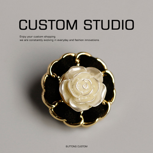 雪域山茶 花朵编织金属纽扣设计师辅料外套大衣风衣轻奢配饰扣