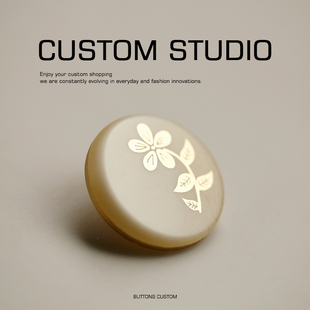 茶百戏 圆形花朵镭射双拼树脂金属纽扣设计师辅料外套大衣皮草扣