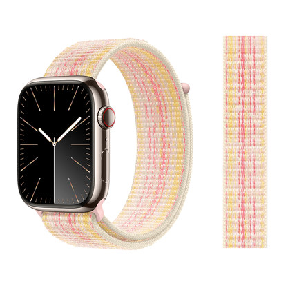 适用苹果手表10表带iwatch10新款s10尼龙回环applewatch9高级感精织s9运动官方s8腕带Ultra2女8765代创意编织
