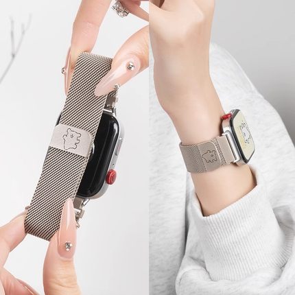 适用华为watchfit3手环米兰磁吸手环表带fit运4动智能手表金属女生夏天透气腕表带粉色FIT3代小狗ins三HUAWEI