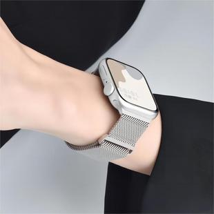 适用苹果手表iwatch9 S7腕带3夏天 7表带applewatch6代手表带金属SE磁吸S8高级运动S6智能S5配件ultra男女款