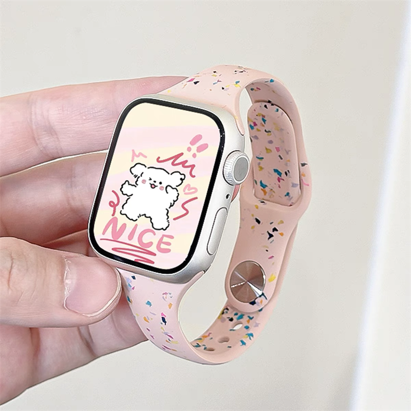 适用苹果手表s9表带10代硅胶时尚AppleWatch11高级小蛮腰iwatch8/7手表带Ultra3运动可爱彩屑se夏新款s8腕带6,智能设备,智能手表手环表带/腕带,淘宝优惠券,粉丝福利购,淘宝优惠卷