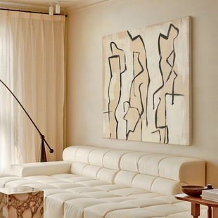 中古风客厅沙发背景墙装饰画人物抽象玄关挂画现代简约高级感壁画
