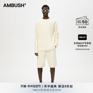 短裤 LOGO印花面料抽绳系带休闲裤 白色经典 AMBUSH男士