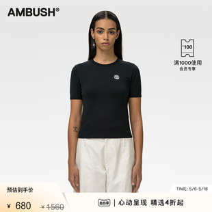 T恤 AMBUSH男女同款 黑色LOGO徽章刺绣设计圆领短袖