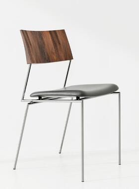 冇集空间 | Spikey餐椅ins风会议室网红洽谈椅工业风实木不锈钢椅