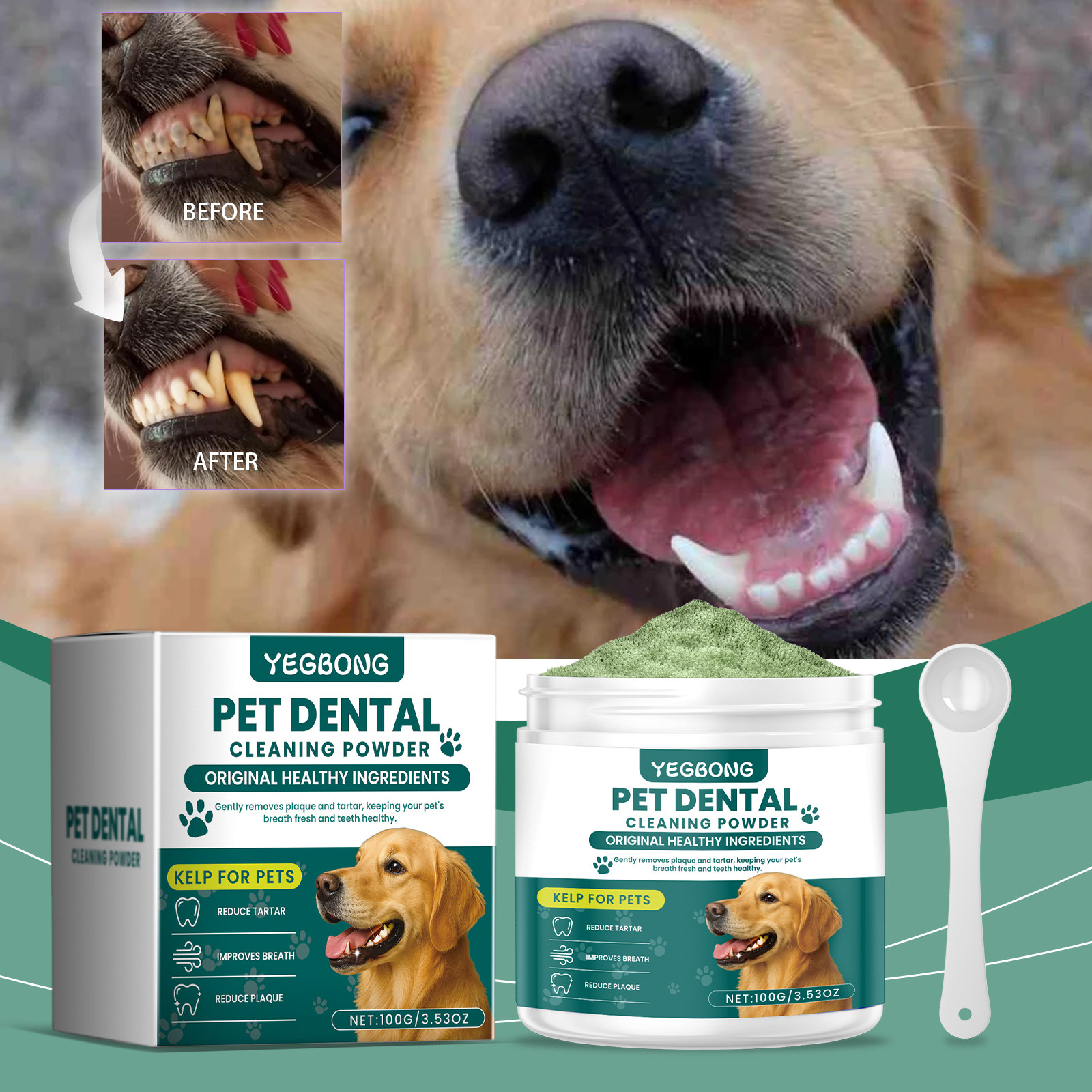 Yegbong 狗用牙齿清洁粉平衡配方口腔清洁异味碳酸氢钠宠物洁牙粉,宠物/宠物食品及用品,狗口腔清洁,淘宝优惠券,粉丝福利购,淘宝优惠卷