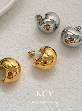 【KCY】宋慧乔同款耳环金色半圆球金球高级感金属耳饰2025年新款