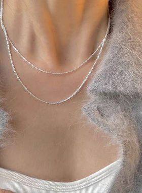 波光粼粼满天星银项链女锁骨链