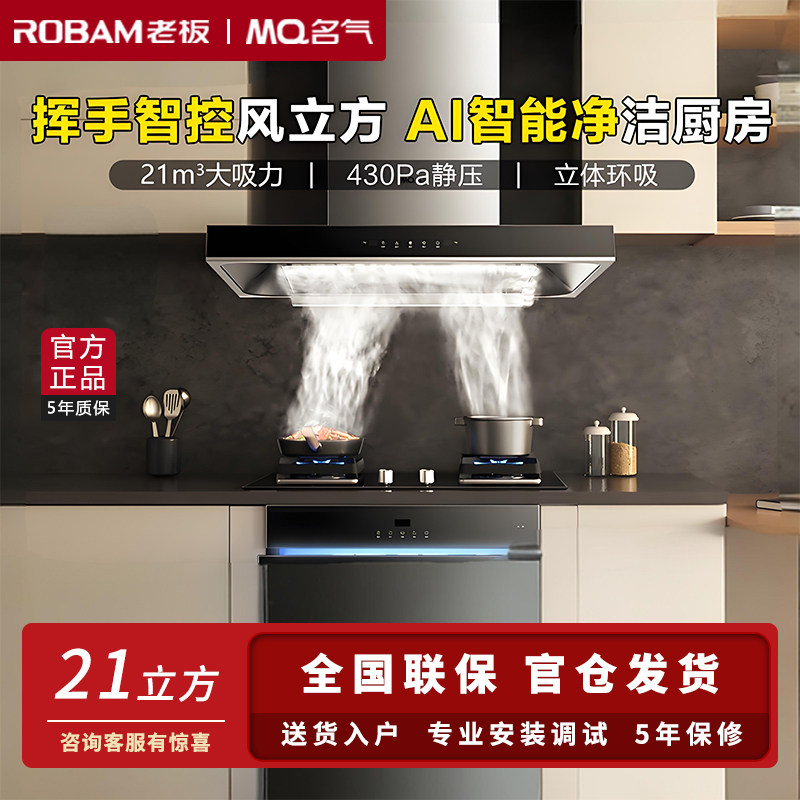 老板油烟机名气抽油烟机家用厨房吸油机6515A+6312B烟灶套