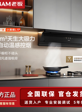 老板67A7-L1P+58B8N超薄平嵌小黑镜大吸力油烟机煤气灶燃气灶套装
