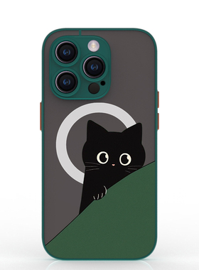 富力顿 magsafe磁吸手机壳适用于iphone15pro苹果14磨砂13mini墨绿色se2肤感11 promax防摔8plus男女15保护套