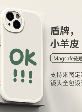 富力顿 小羊皮magsafe磁吸苹果14PRO手机壳iPhone12适用于苹果11/13绿色OK苹果14PLUS苹果13promax无线充电