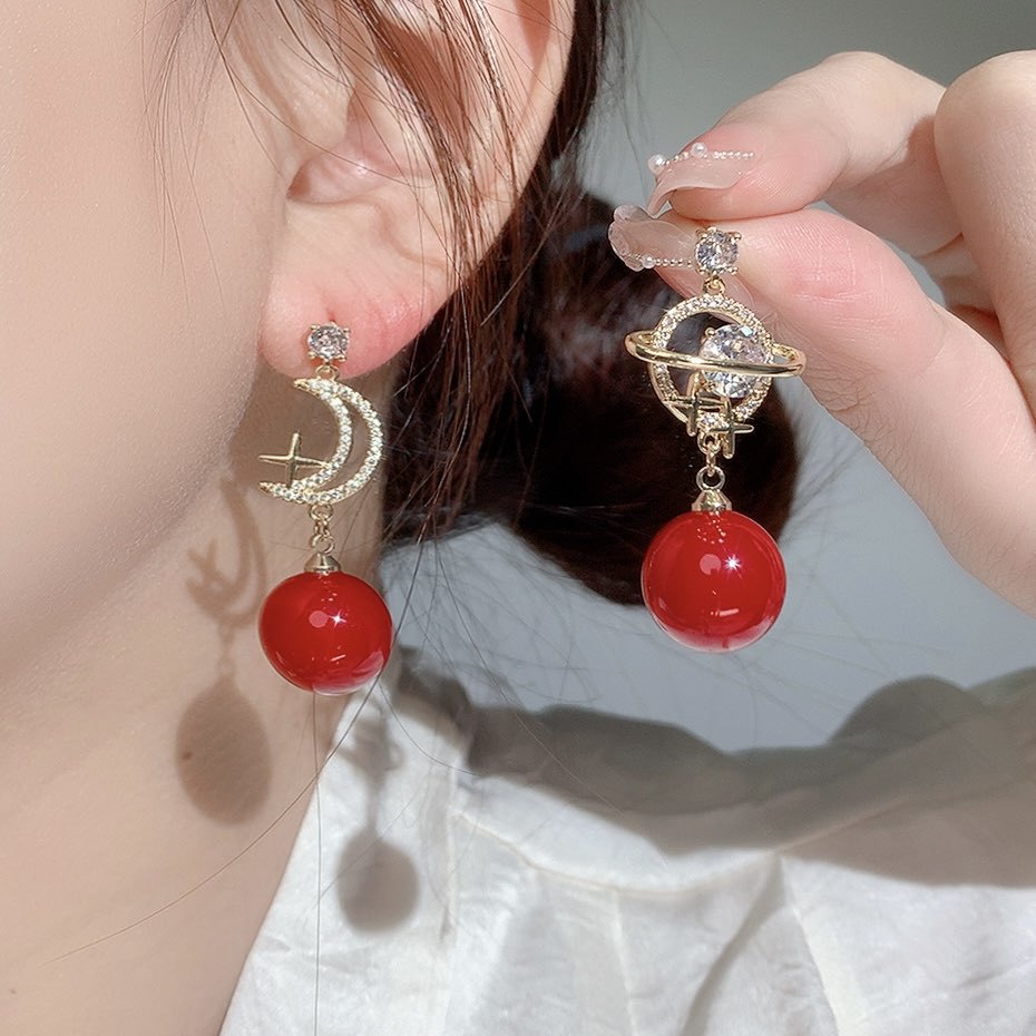 红楼银针耳钉女珍珠耳环轻奢高级