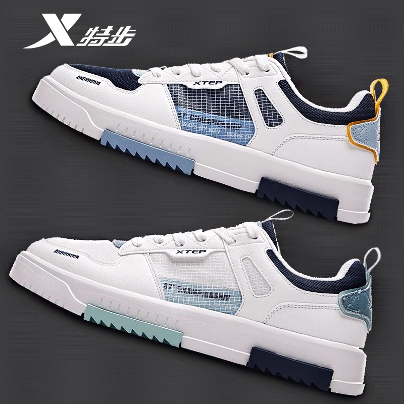 特步2025新款网面透气板鞋男