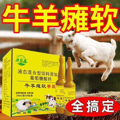 羔羊瘫软灵小羊羔四肢无力瘫痪后腿站立不稳软骨神兽用葡萄糖酸钙