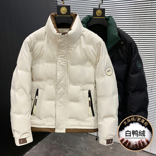 百搭拼色韩版 加厚立领羽绒服青年时尚 潮流轻薄白鸭绒外套 冬季 男士