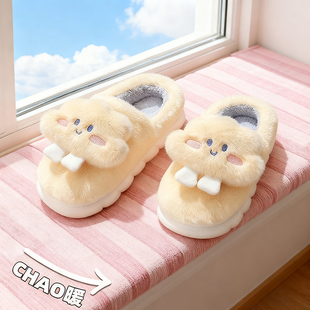 棉拖防滑防臭拖鞋女款可爱冬季2025厚底加绒御寒保暖室内家居新款