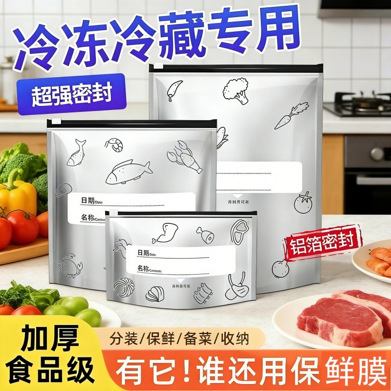 抗菌铝箔保鲜袋冰箱冷冻分装加厚密封袋食品级家用厨房水果食物,餐饮具,保鲜袋,淘宝优惠券,粉丝福利购,淘宝优惠卷