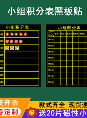 （可定制）磁性小组积分表黑板贴磁力班级小组竞赛表格评比栏粉笔书写你追我赶班级管理磁铁贴黑色磁性磁性贴
