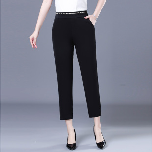 妈妈夏季薄款冰丝裤子中老年女裤大码中年人休闲夏天小脚裤九分裤