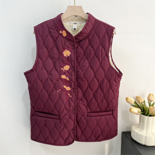 中老年人奶奶马甲外穿妈妈保暖背心加绒加厚冬装坎肩老太太马夹女