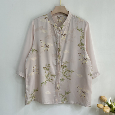 妈妈夏装中袖薄款上衣衬衫