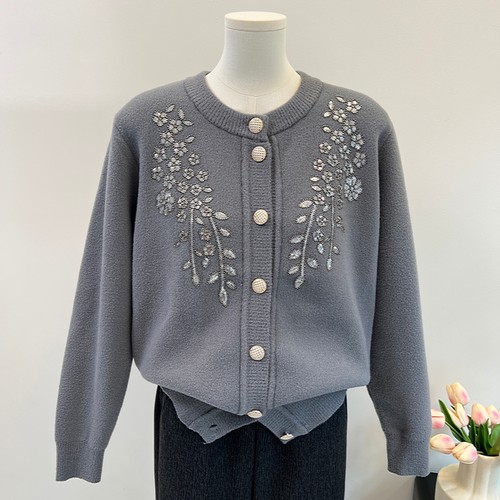 洋气妈妈装秋冬加绒加厚毛衣外套