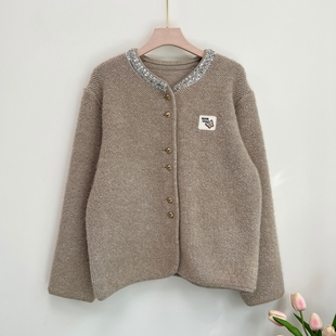 时尚妈妈秋装针织外套女2025春秋冬新款中老年女装小个子短款上衣