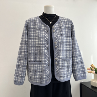 时尚妈妈春装针织短款外套中年女装春秋装中老年洋气上衣服两件套