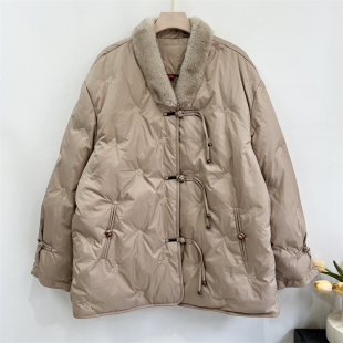 秋冬季 新中式 中老年人女装 2024新款 白鸭绒保暖外套 妈妈羽绒服冬装