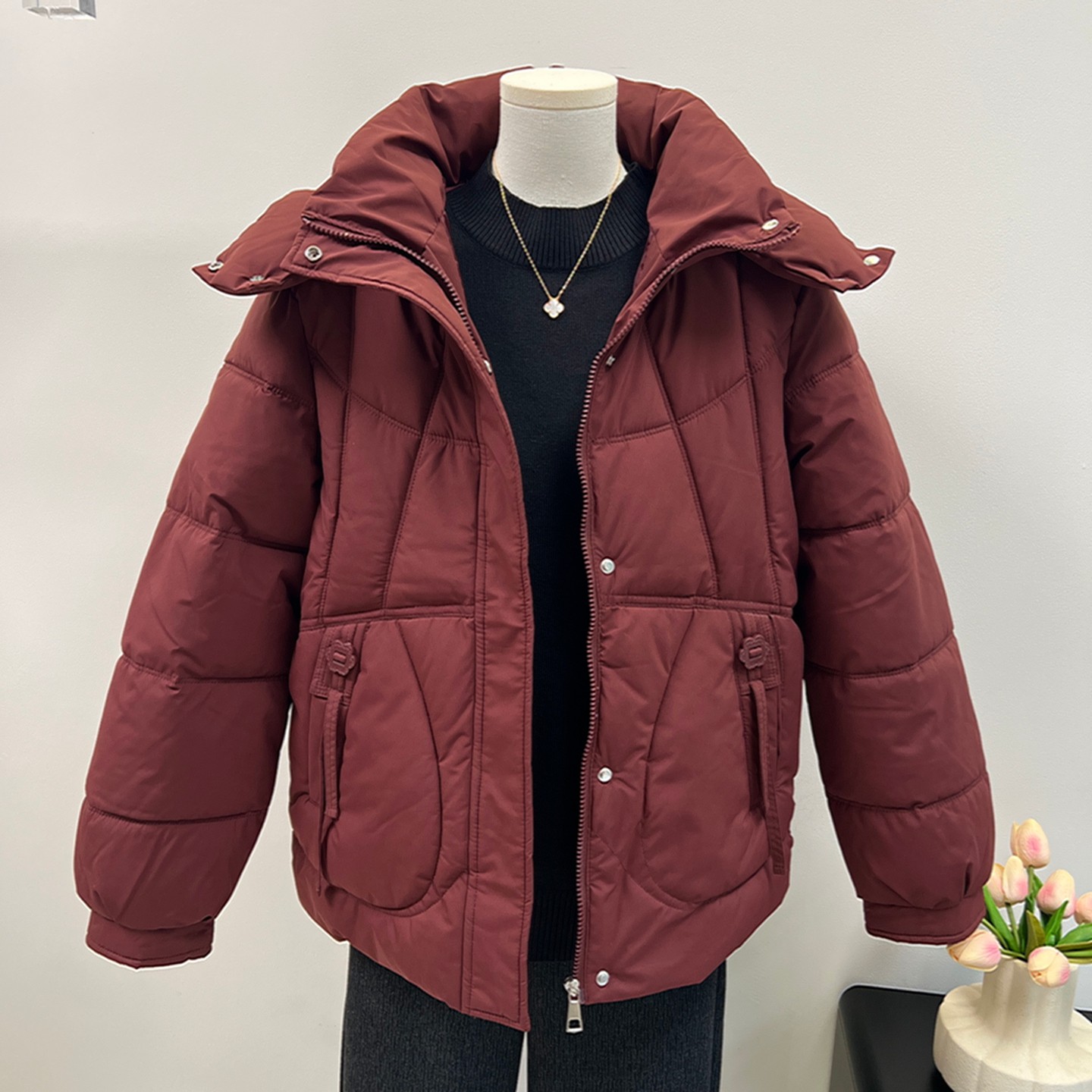 时尚妈妈冬装保暖棉服洋气上衣2025新款中老年人女装秋冬棉袄外套