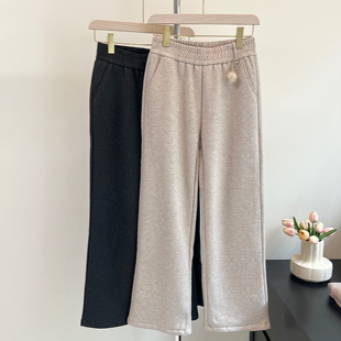 中年妈妈加绒加厚裤子秋冬直筒裤2025新款中老年人奶奶保暖棉裤女
