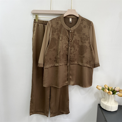 妈妈夏装套装端庄大气雪纺衫