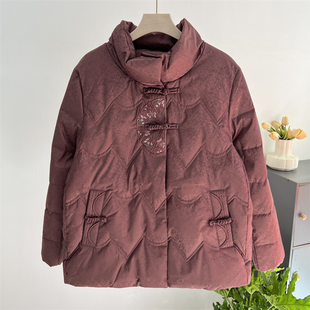 奶奶羽绒服短款白鸭绒小个子妈妈装冬季90绒外套老年人保暖衣服女