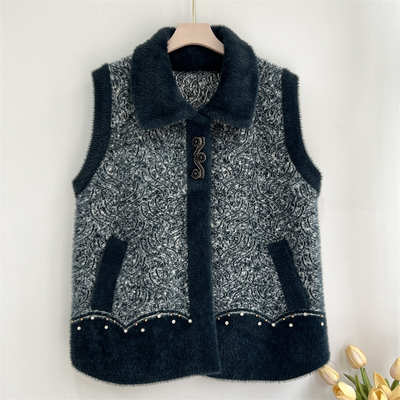 郭贵人妈妈装仿水貂绒针织马甲