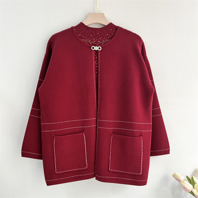 郭贵人羊毛两件套毛衣礼服妈妈款